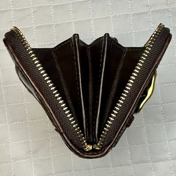 COACH Zoe Mixed Media Patchwork Chocolate Brown Leather Large Full Length Wallet - Picture 10 of 15